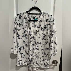 Women’s Blouse Black and White Floral - Size M